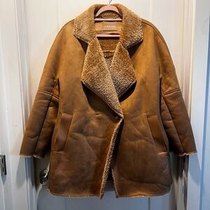 NWT Calvin Klein winter jacket. Faux suede and fur. Size L, oversized.